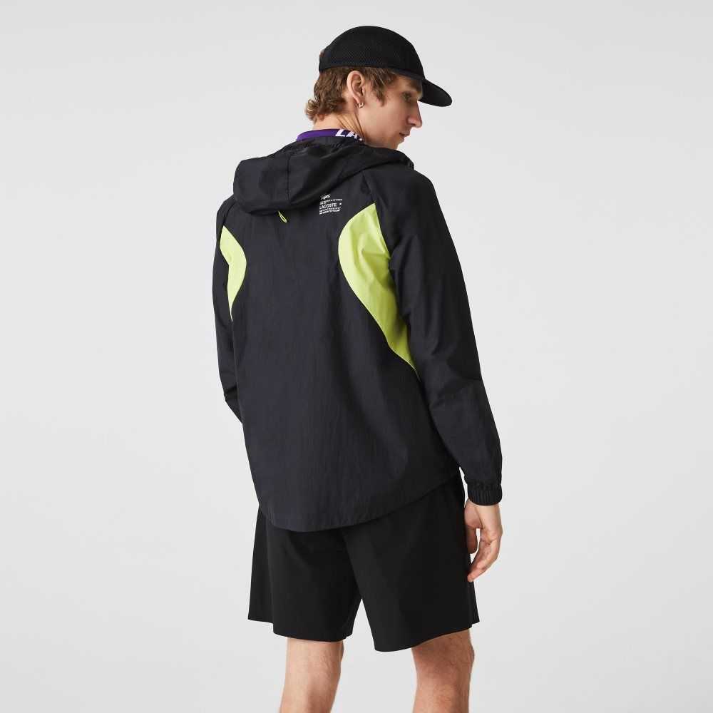 Lacoste SPORT Packable Windbreaker Negras Amarillo | 3251-IBPAZ