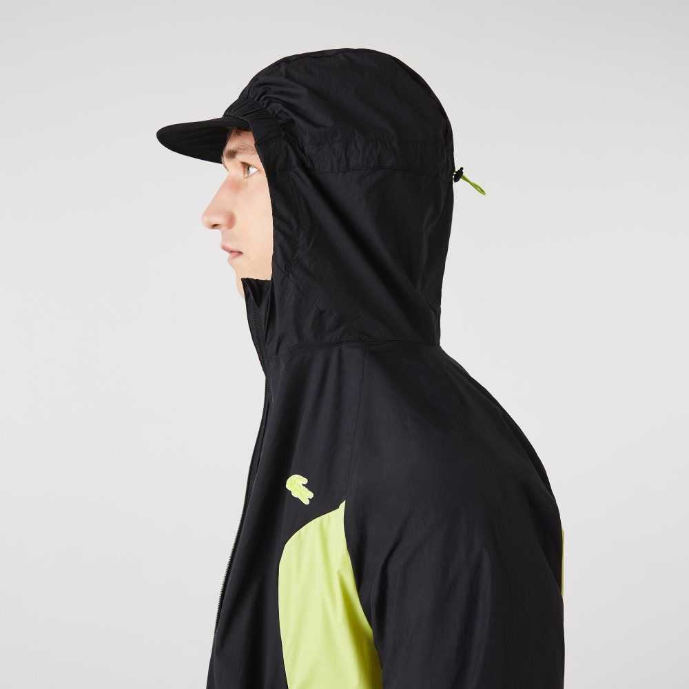 Lacoste SPORT Packable Windbreaker Negras Amarillo | 3251-IBPAZ