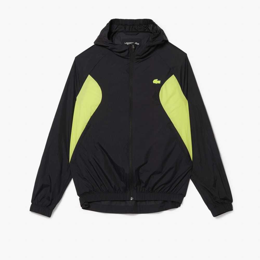 Lacoste SPORT Packable Windbreaker Negras Amarillo | 3251-IBPAZ