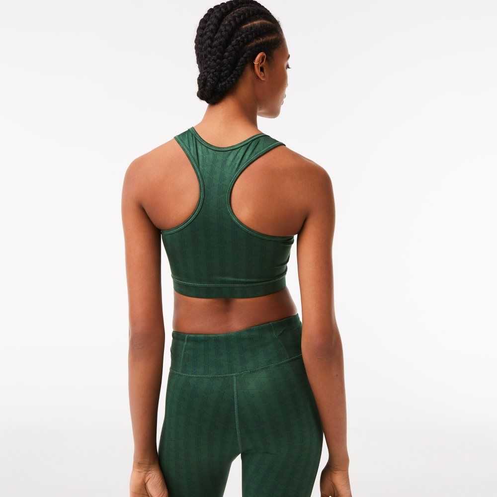 Lacoste SPORT Printed Sports Bra Verde | 0584-FHSNL