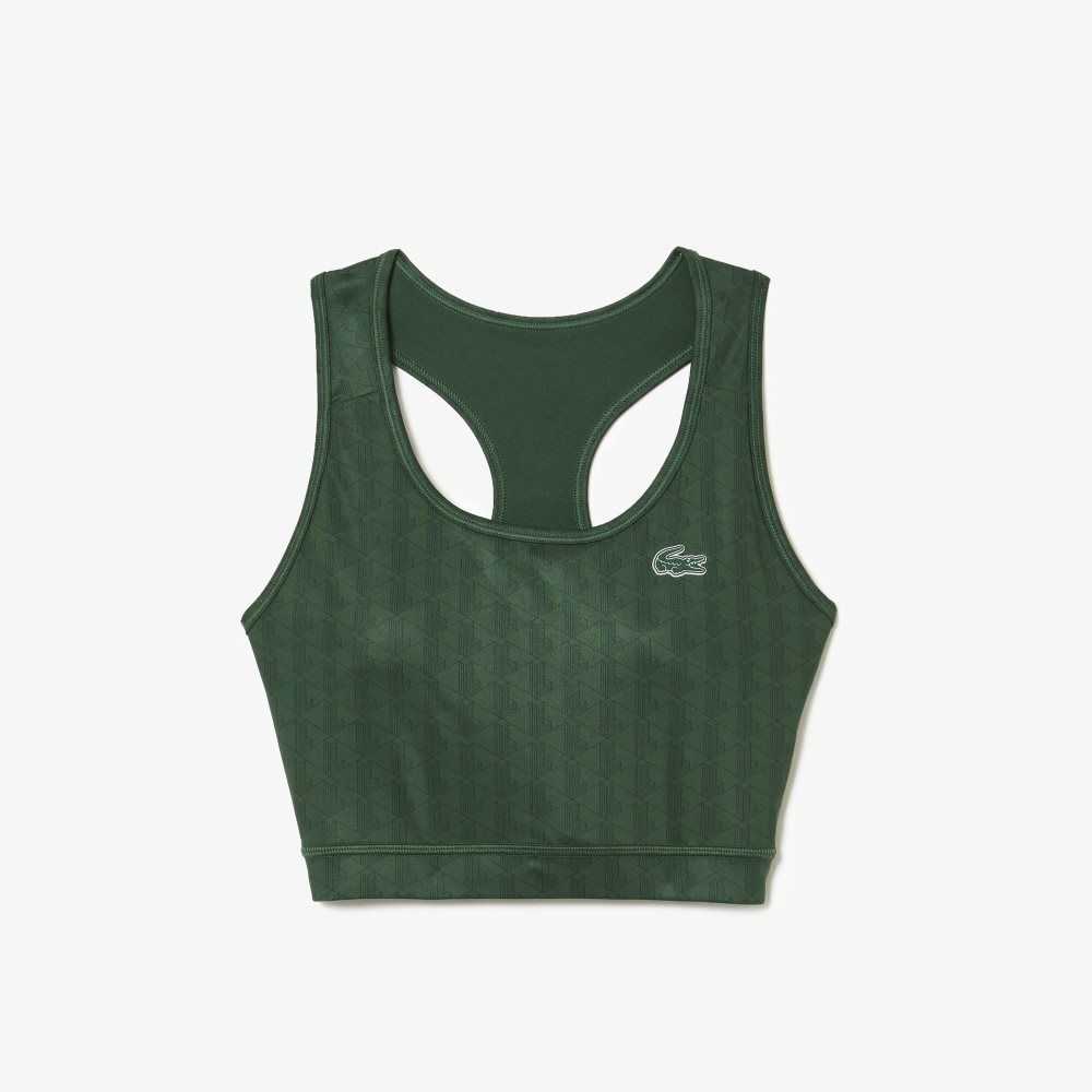 Lacoste SPORT Printed Sports Bra Verde | 0584-FHSNL