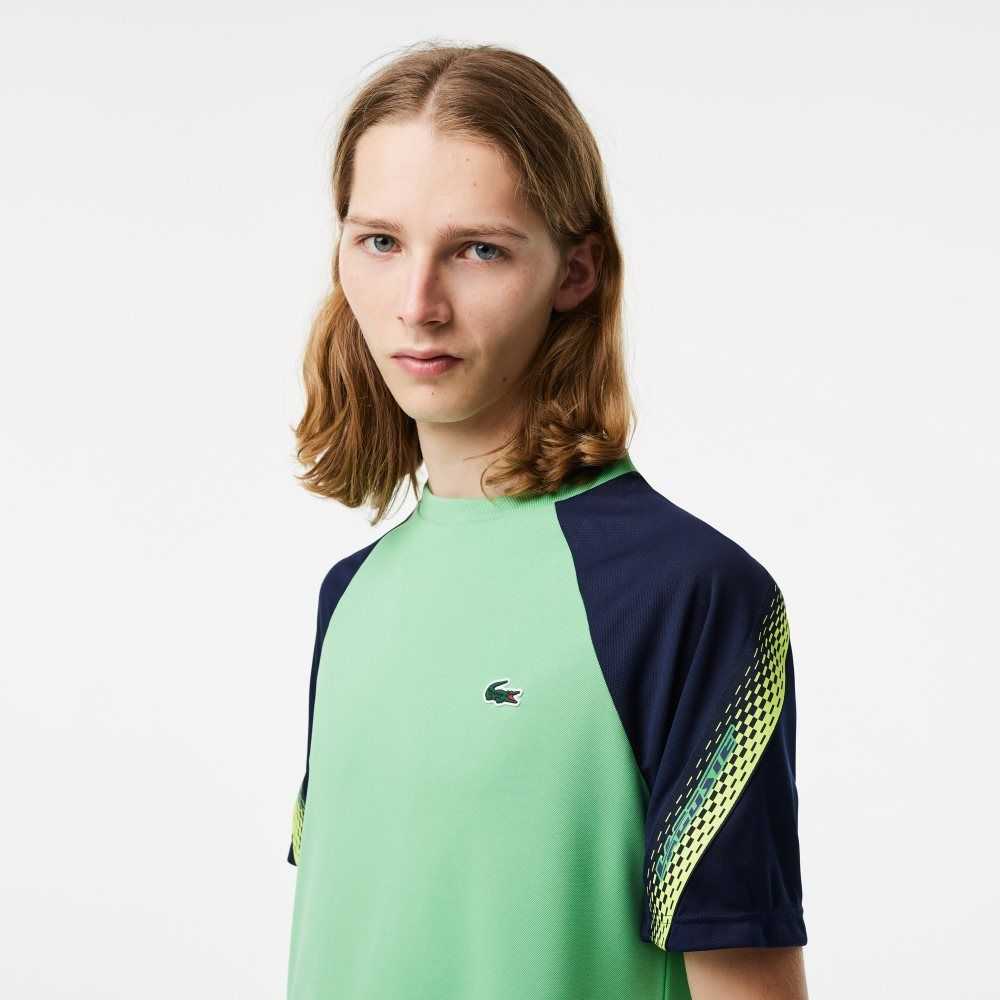 Lacoste SPORT Regular Fit Logo Stripe Verde Azul Marino Azules | 9231-SPHJB