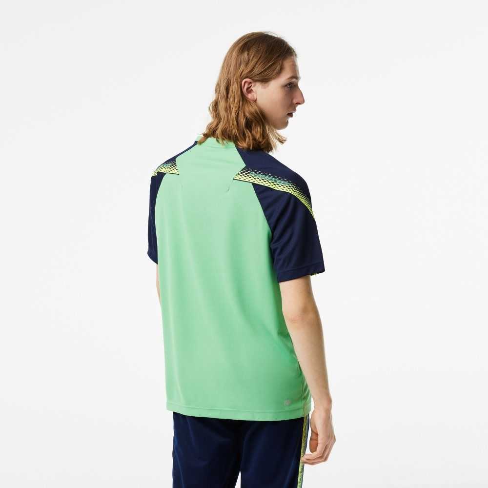 Lacoste SPORT Regular Fit Logo Stripe Verde Azul Marino Azules | 9231-SPHJB