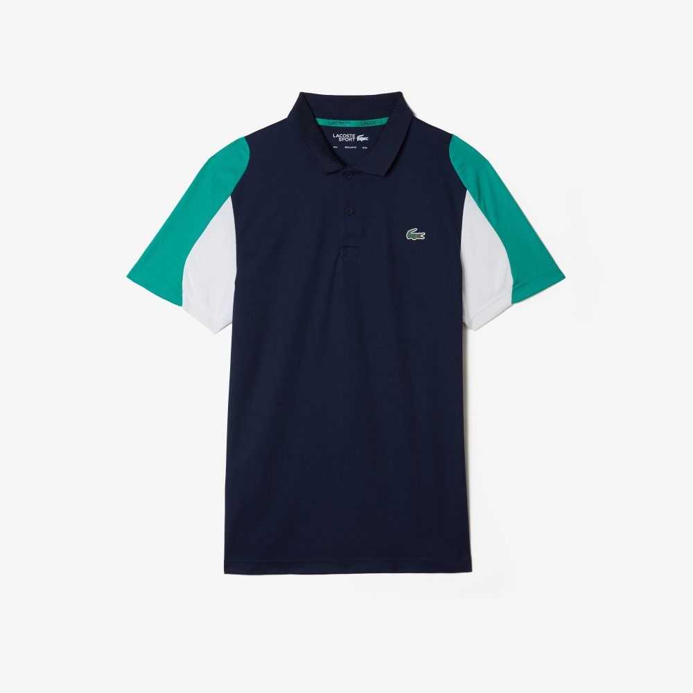 Lacoste SPORT Regular Fit Run-Resistant Pique Tenis Azul Marino Azules Verde Blancas | 9375-FQLOI