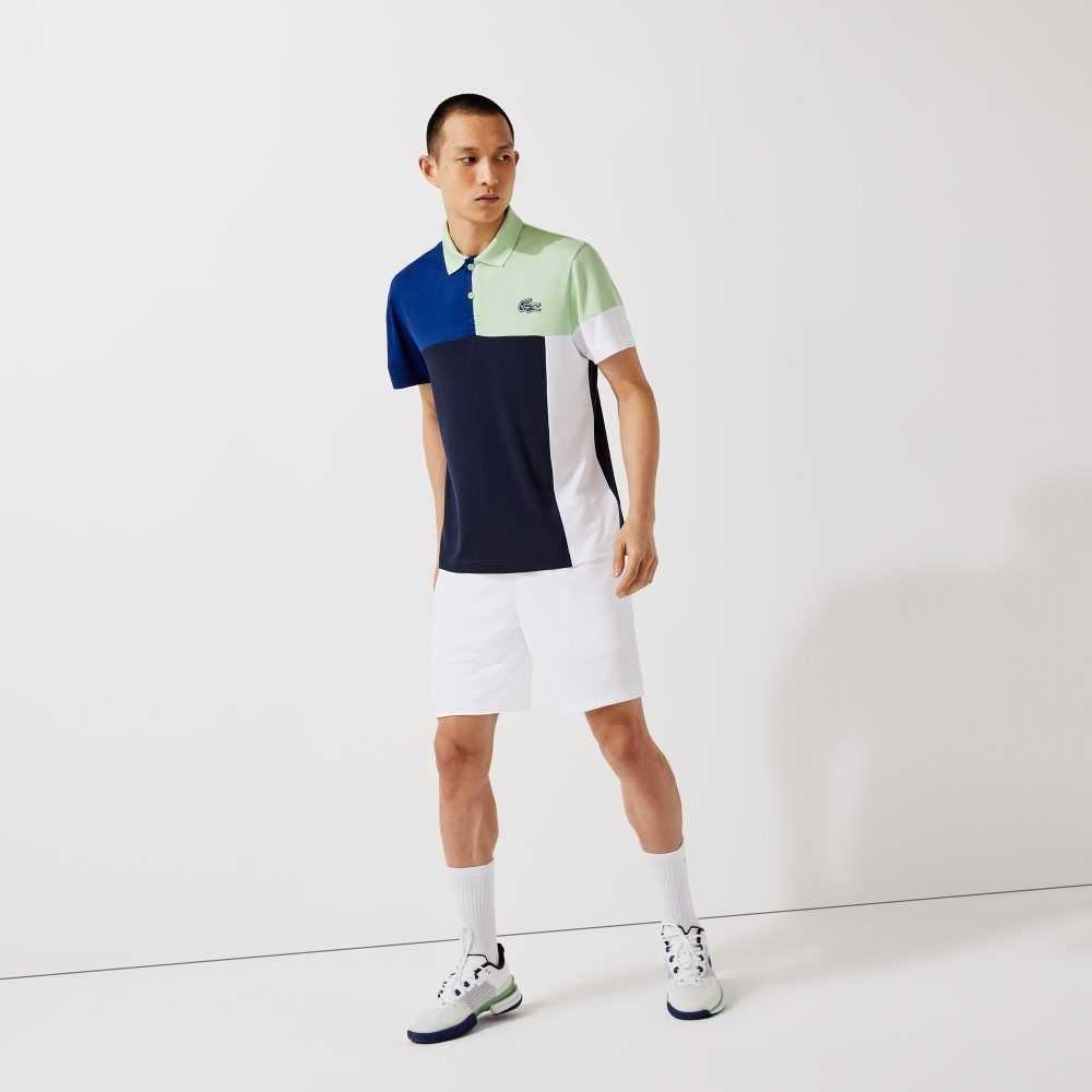 Lacoste SPORT Respirable Colorblock Pique Verde Azules Azul Marino Azules Blancas | 1795-IBXTH