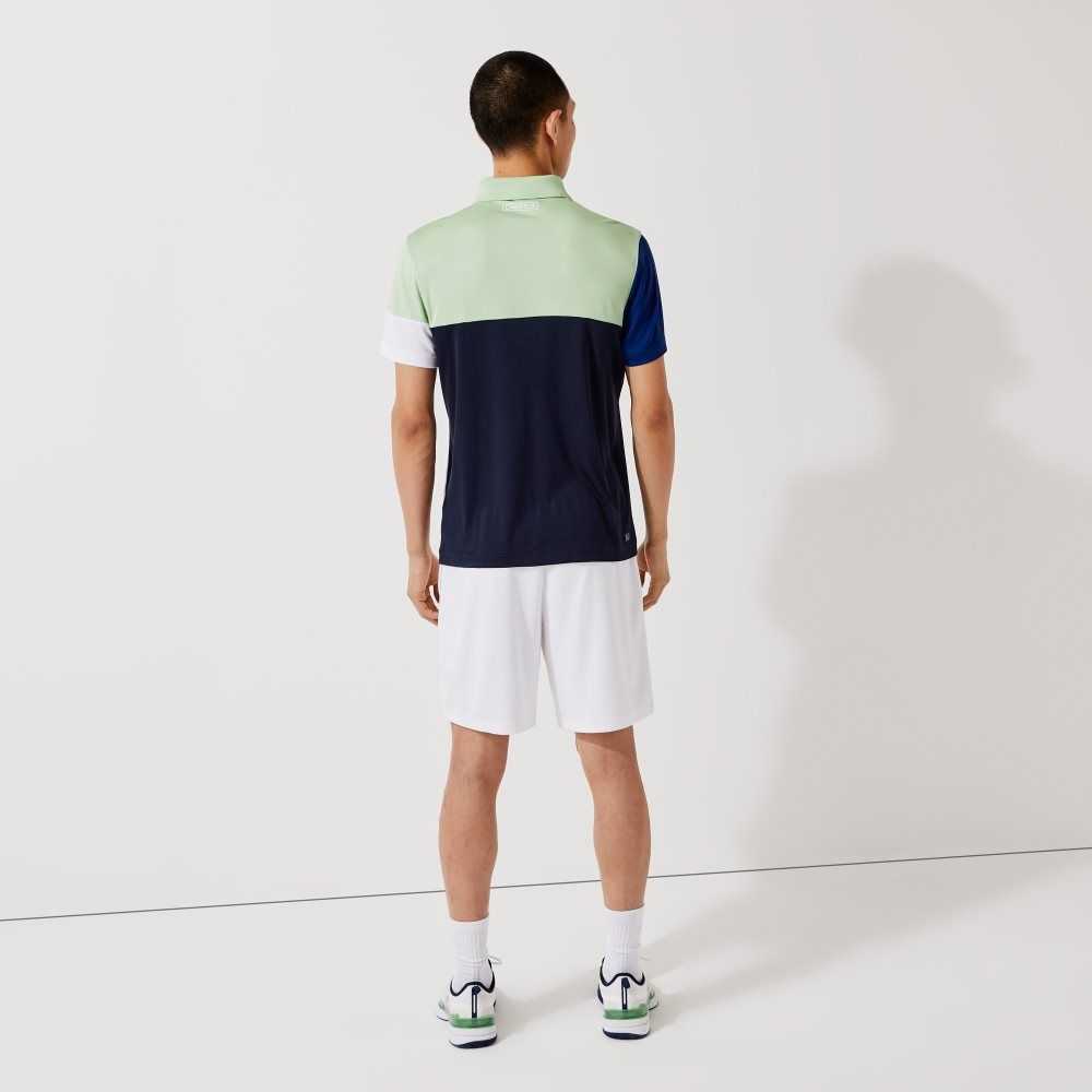 Lacoste SPORT Respirable Colorblock Pique Verde Azules Azul Marino Azules Blancas | 1795-IBXTH