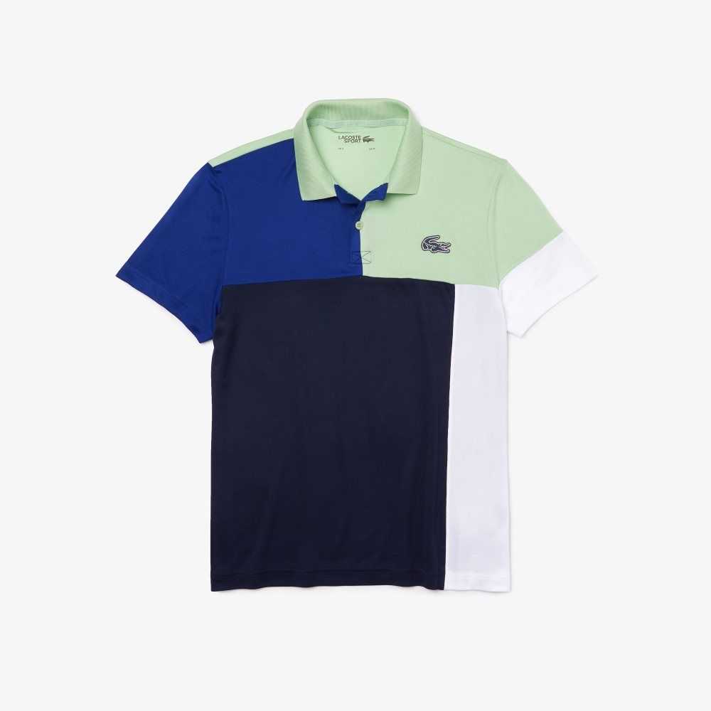 Lacoste SPORT Respirable Colorblock Pique Verde Azules Azul Marino Azules Blancas | 1795-IBXTH