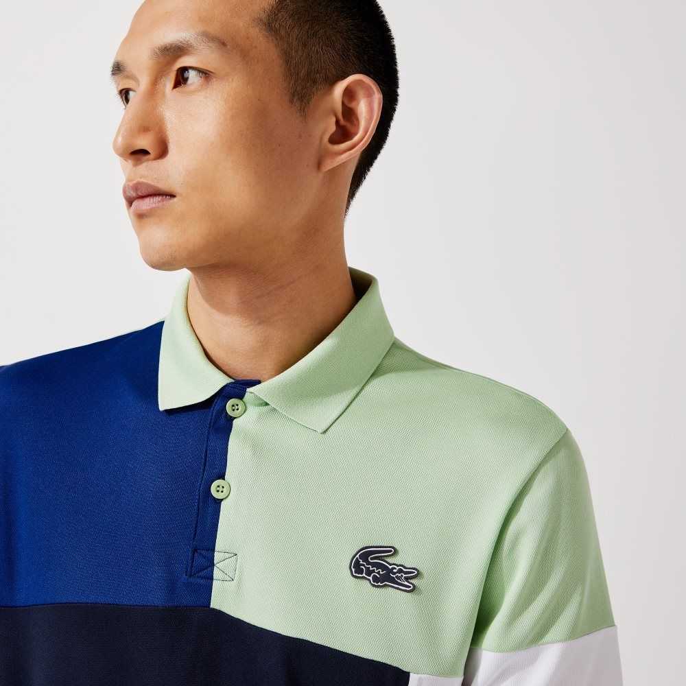 Lacoste SPORT Respirable Colorblock Pique Verde Azules Azul Marino Azules Blancas | 1795-IBXTH