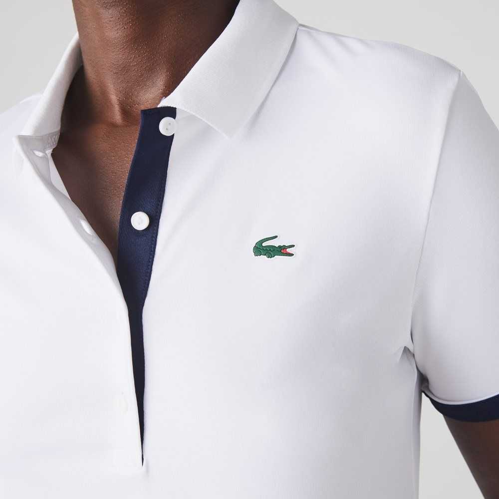 Lacoste SPORT Respirable Stretch Golf Blancas Azul Marino Azules | 7682-FABHG