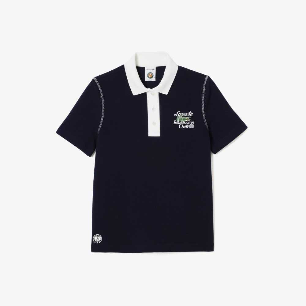 Lacoste SPORT Roland Garros Edition Algodon Pique Azul Marino Azules Blancas | 3942-IMPDV