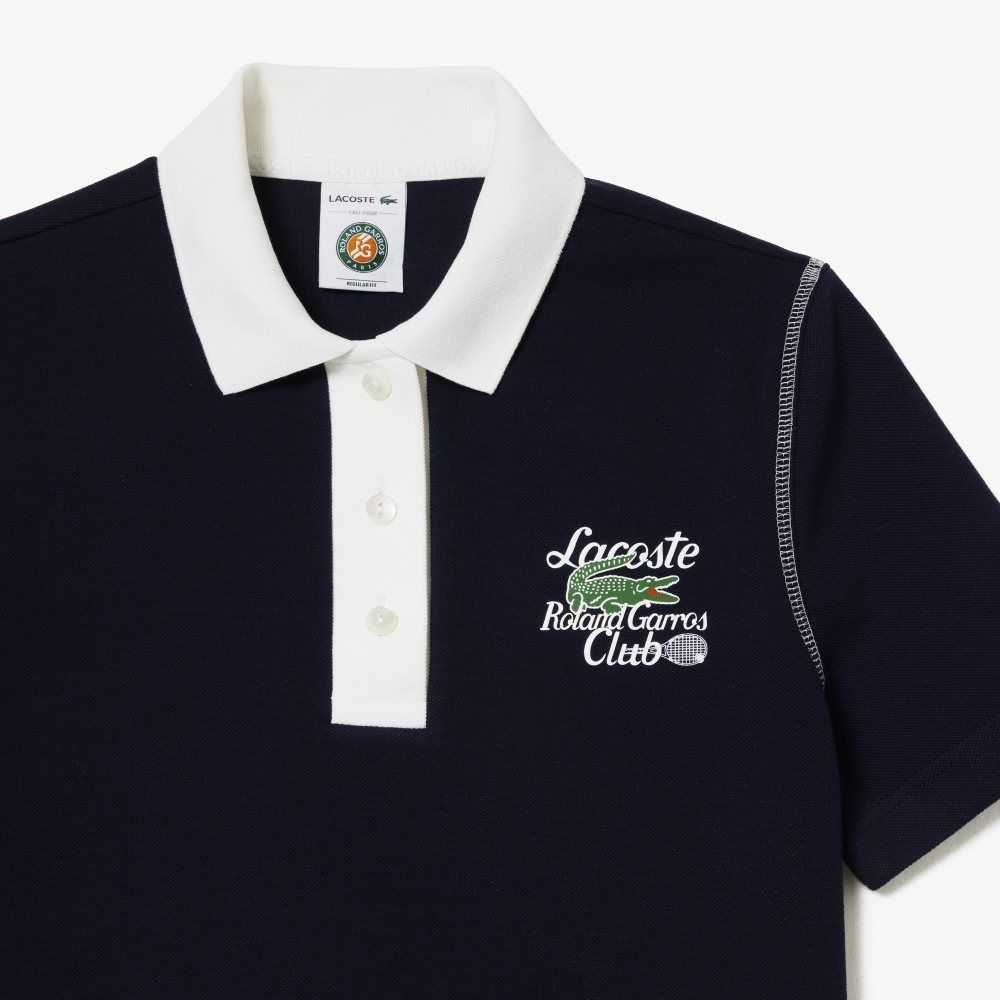 Lacoste SPORT Roland Garros Edition Algodon Pique Azul Marino Azules Blancas | 3942-IMPDV