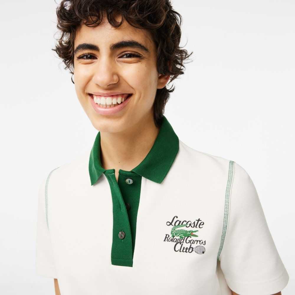 Lacoste SPORT Roland Garros Edition Algodon Pique Blancas Verde | 4697-TUKDY