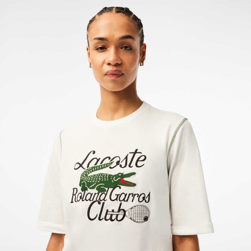 Lacoste SPORT Roland Garros Edition Heavy Jersey T-Shirt Blancas | 1953-IHMJL