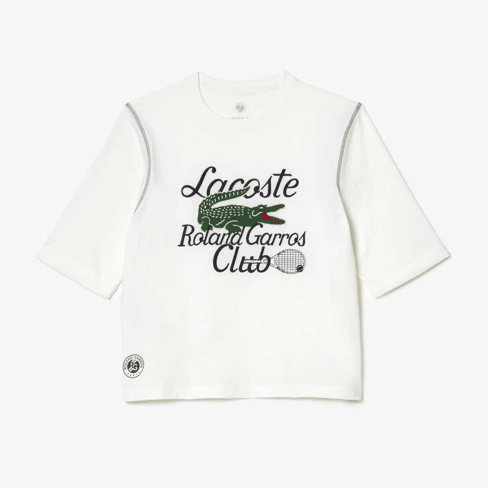 Lacoste SPORT Roland Garros Edition Heavy Jersey T-Shirt Blancas | 1953-IHMJL