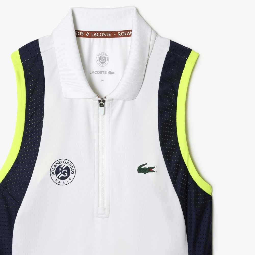 Lacoste SPORT Roland Garros Edition Sin Manga Blancas Azul Marino Azules Naranjas Claro | 9403-XAKZU