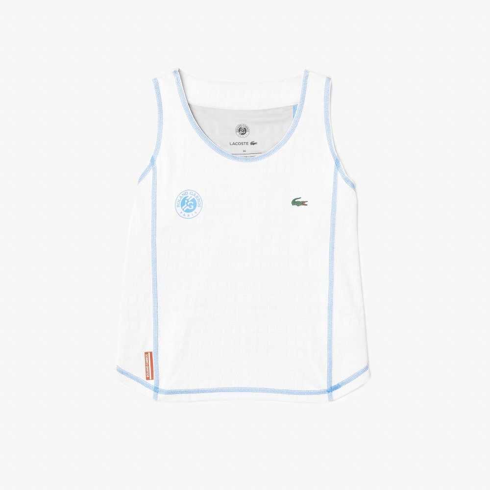 Lacoste SPORT Roland Garros Racer Back Tank Blancas Azules | 2348-OBVEH