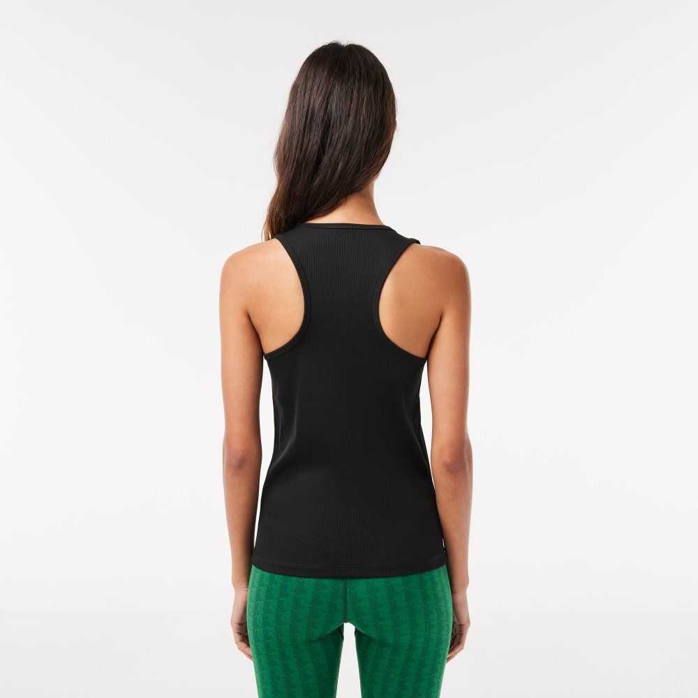 Lacoste SPORT Slim Fit Acanalado Tank Negras | 7839-KYUZT