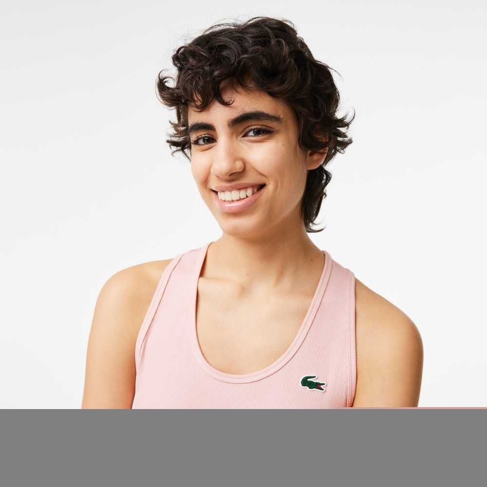 Lacoste SPORT Slim Fit Acanalado Tank Rosas | 5127-WZOGH