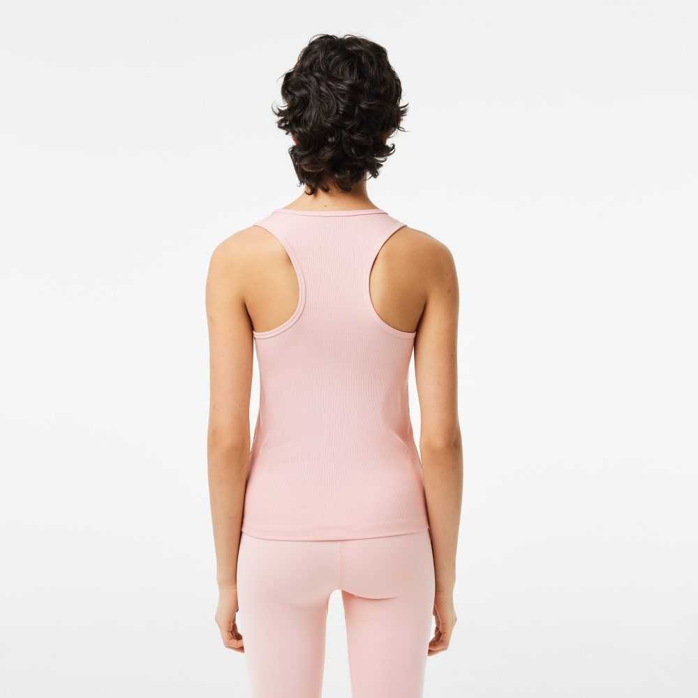 Lacoste SPORT Slim Fit Acanalado Tank Rosas | 5127-WZOGH