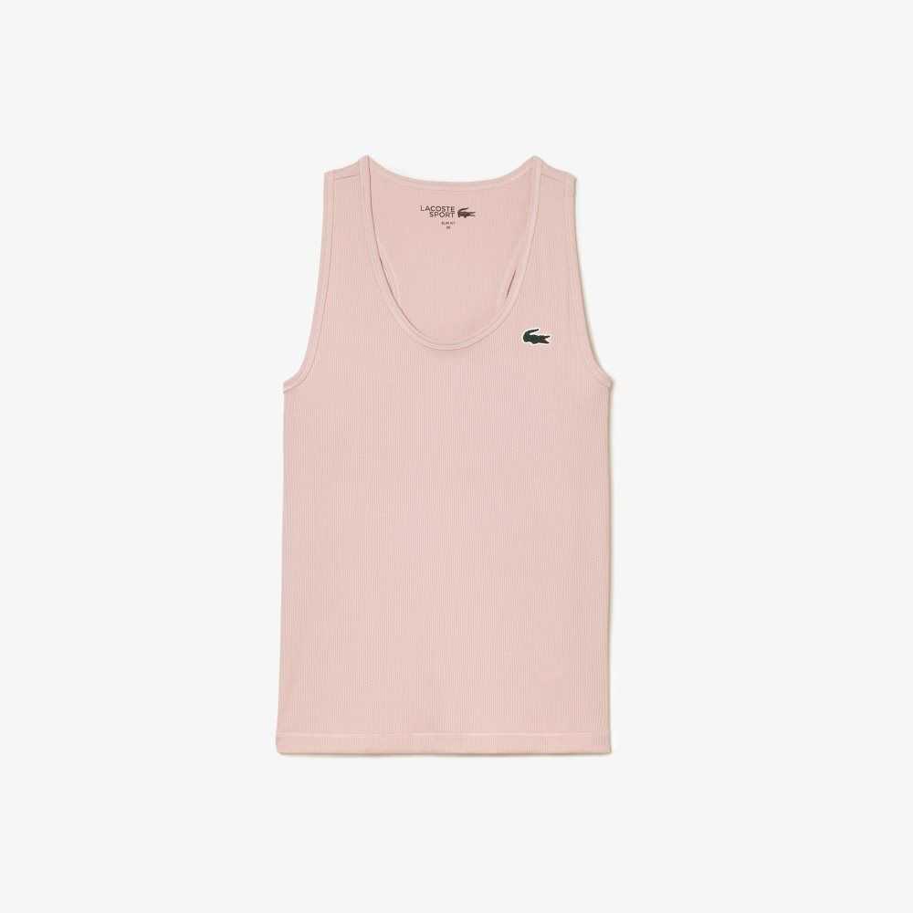 Lacoste SPORT Slim Fit Acanalado Tank Rosas | 5127-WZOGH