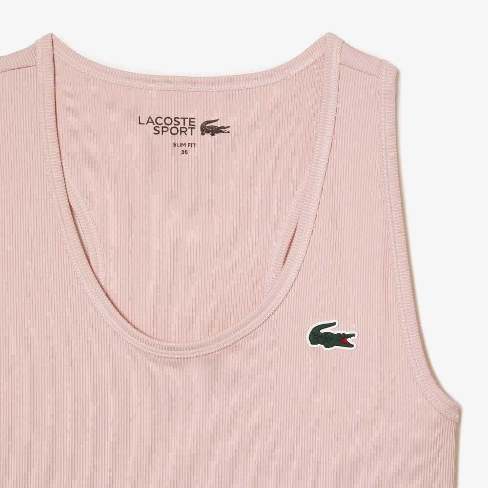 Lacoste SPORT Slim Fit Acanalado Tank Rosas | 5127-WZOGH