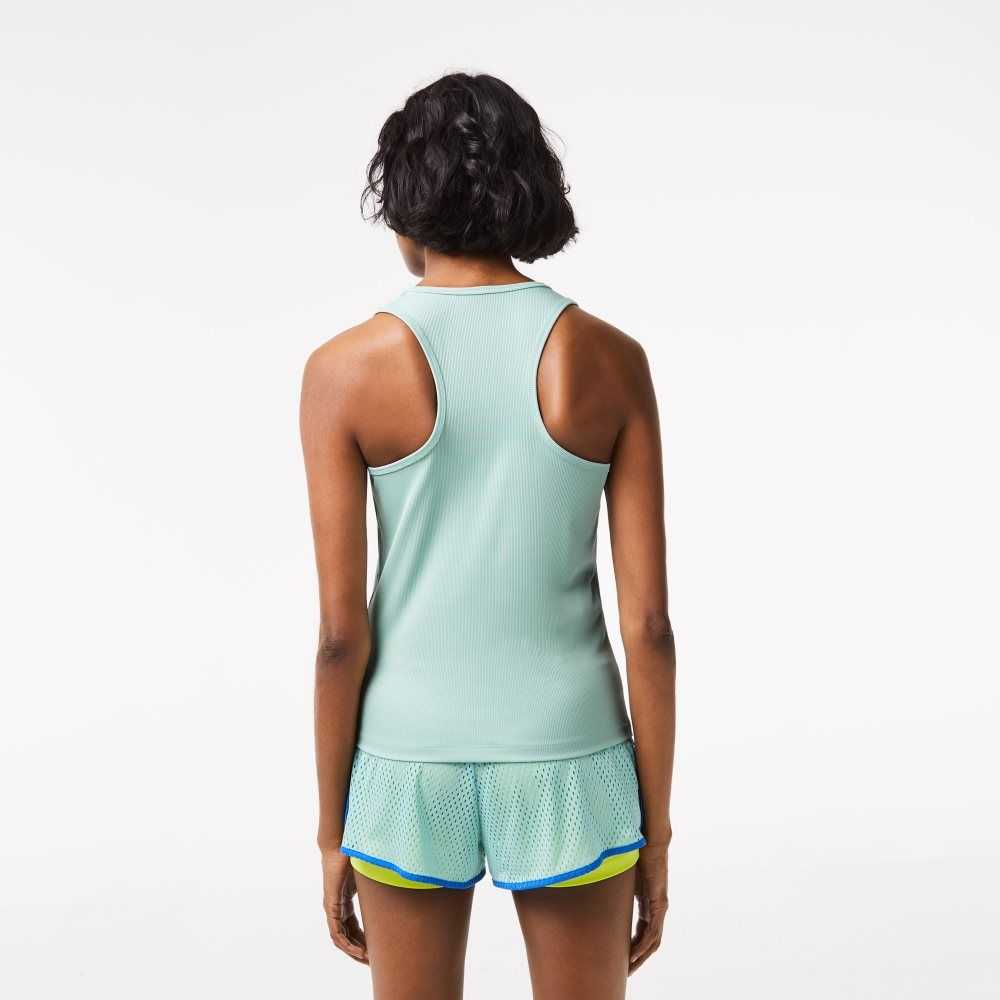 Lacoste SPORT Slim Fit Acanalado Tank Verde Menta | 4857-VFJSP