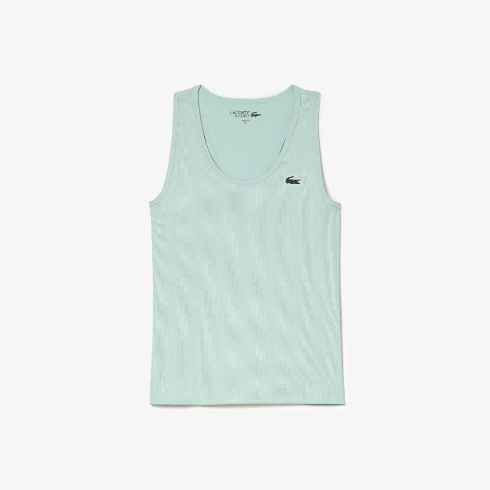 Lacoste SPORT Slim Fit Acanalado Tank Verde Menta | 4857-VFJSP