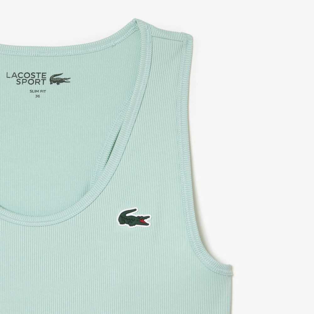 Lacoste SPORT Slim Fit Acanalado Tank Verde Menta | 4857-VFJSP