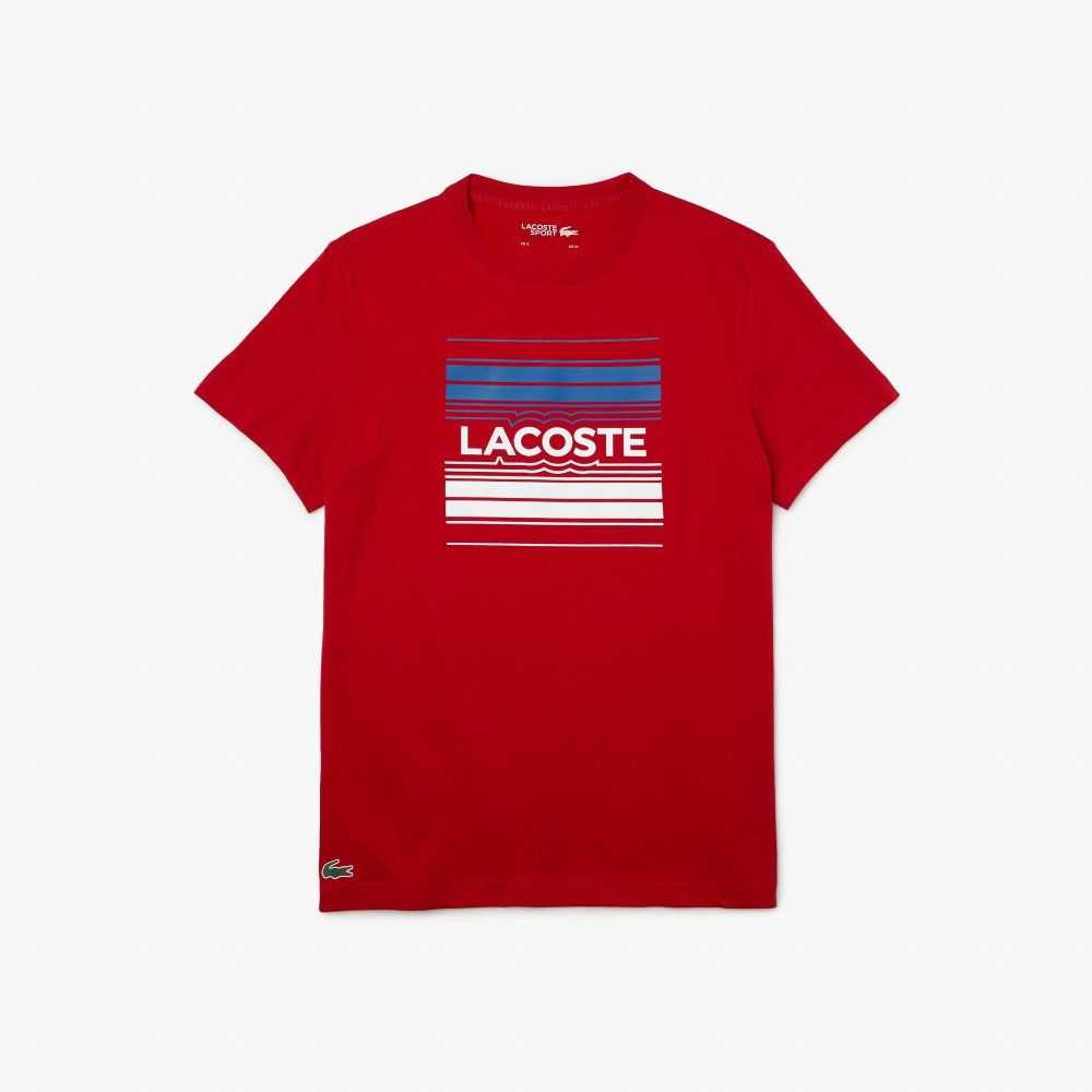 Lacoste SPORT Stylized Logo Print Organic Algodon Rojas | 3510-MOKRY