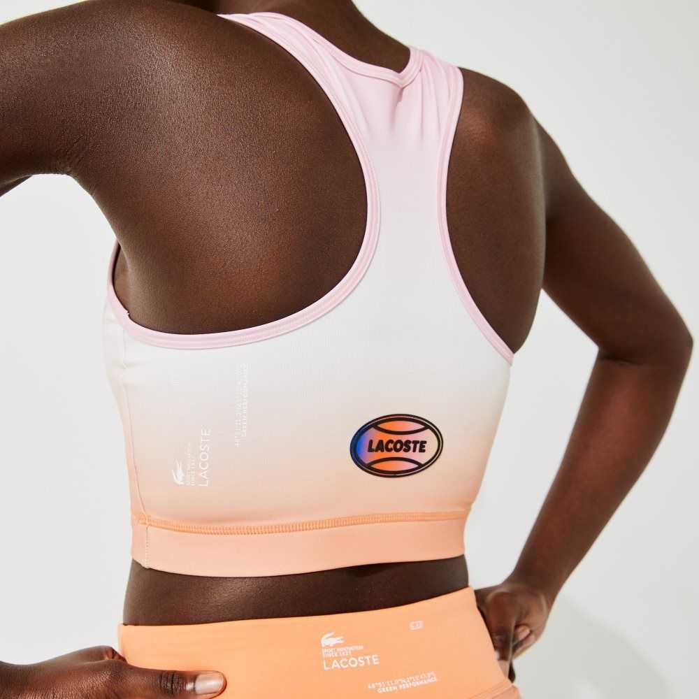 Lacoste SPORT Summer Pack Racer Back Sports Bra Rosas Blancas Naranjas | 4961-TYKGB