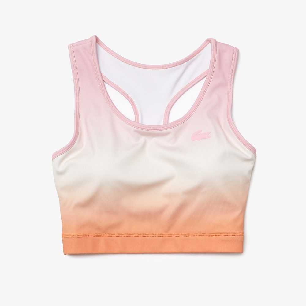 Lacoste SPORT Summer Pack Racer Back Sports Bra Rosas Blancas Naranjas | 4961-TYKGB