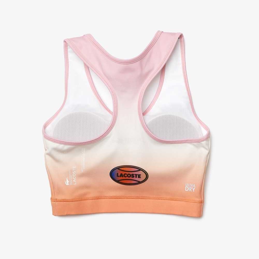 Lacoste SPORT Summer Pack Racer Back Sports Bra Rosas Blancas Naranjas | 4961-TYKGB