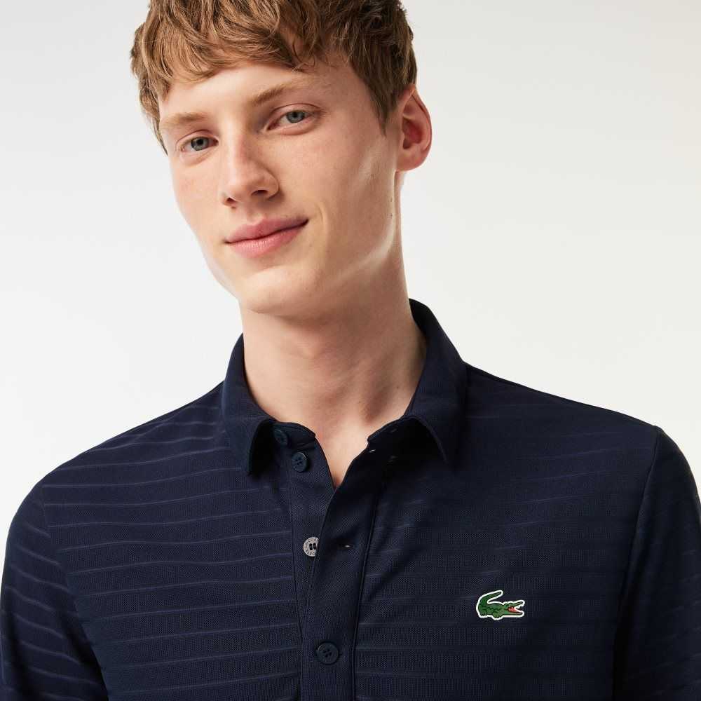 Lacoste SPORT Textured Respirable Golf Polo Azul Marino Azules | 1729-HKMSU