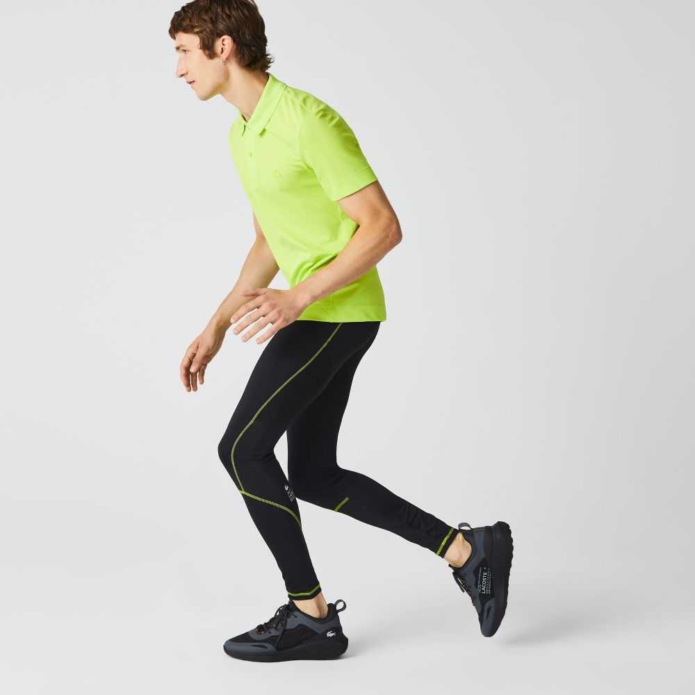 Lacoste SPORT Thermal Leggings Negras Amarillo | 9132-CNDAE