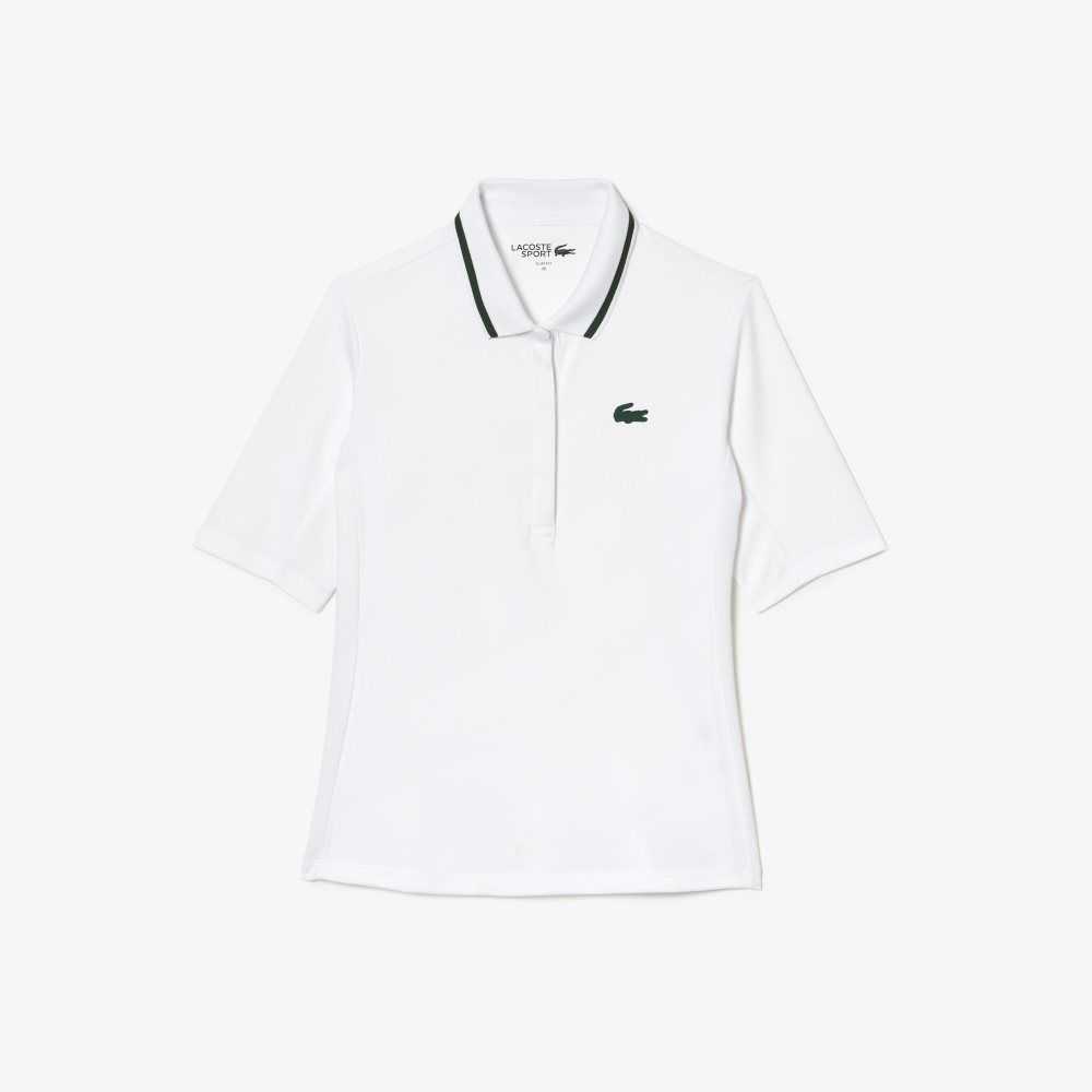 Lacoste SPORT Thermo-Regulating Pique Tenis Blancas Verde | 4973-FVGAY