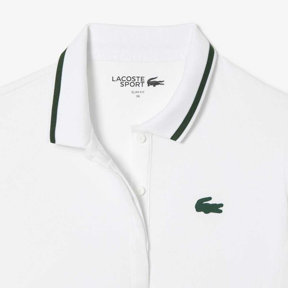 Lacoste SPORT Thermo-Regulating Pique Tenis Blancas Verde | 4973-FVGAY