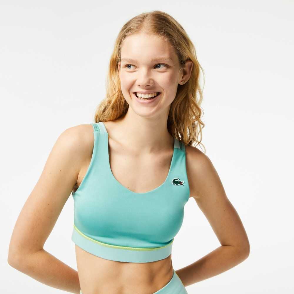 Lacoste SPORT Ultra-Dry Recycled Polyester Sports Bra Verde Verde Claro | 2153-VKQJN