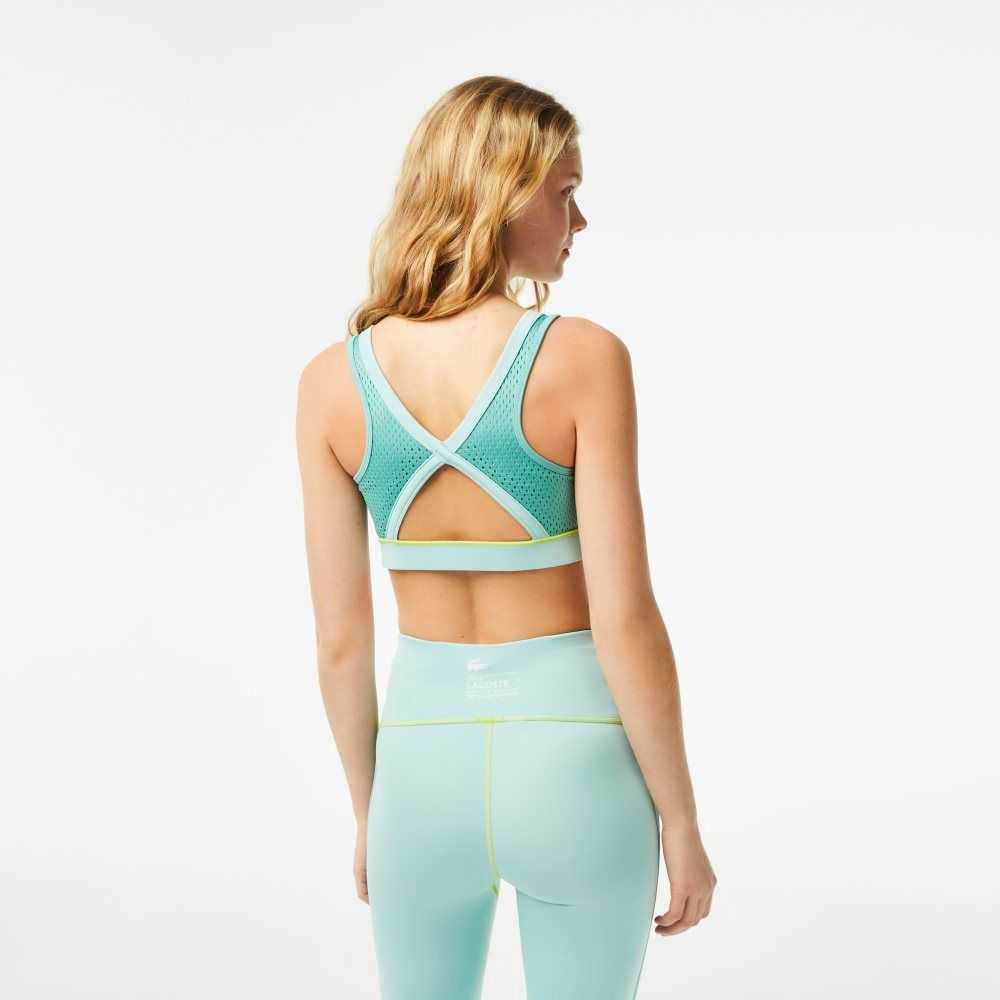 Lacoste SPORT Ultra-Dry Recycled Polyester Sports Bra Verde Verde Claro | 2153-VKQJN