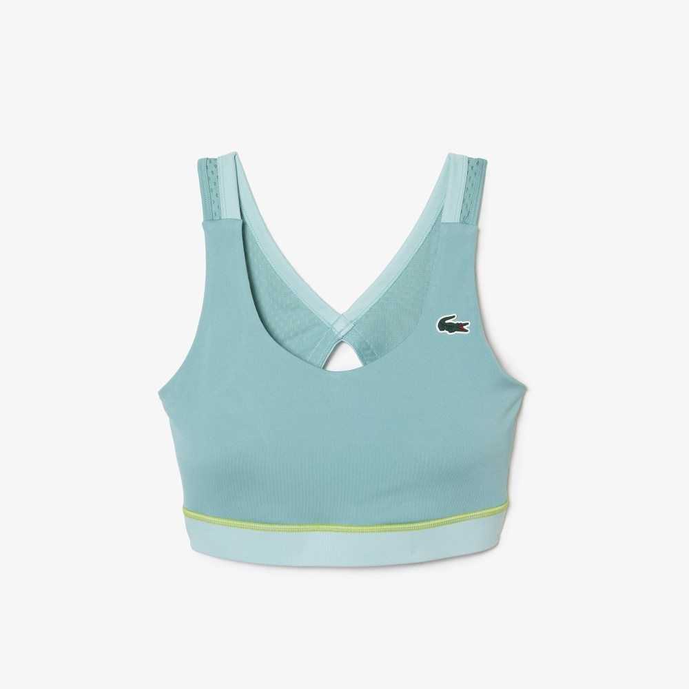 Lacoste SPORT Ultra-Dry Recycled Polyester Sports Bra Verde Verde Claro | 2153-VKQJN