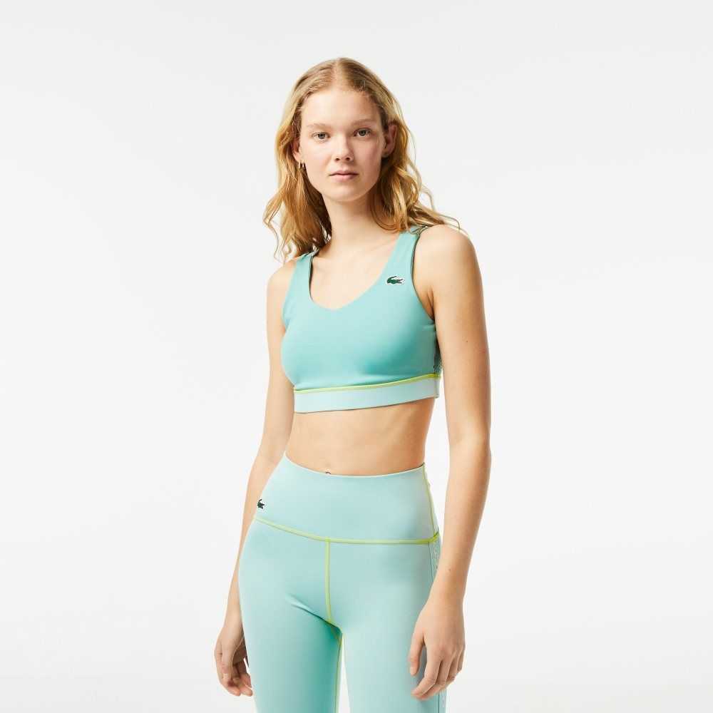 Lacoste SPORT Ultra-Dry Recycled Polyester Sports Bra Verde Verde Claro | 2153-VKQJN