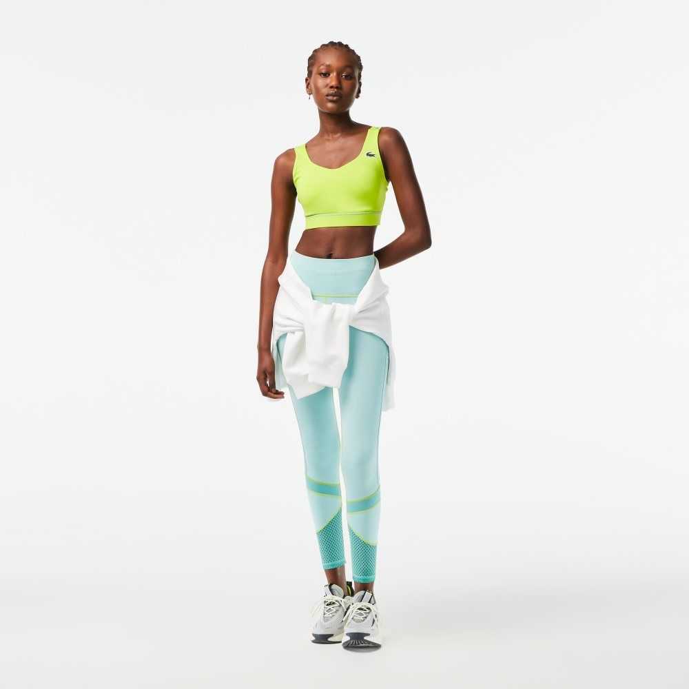 Lacoste SPORT Ultra-Dry Recycled Polyester Sports Bra Amarillo Verde | 7961-TZICO