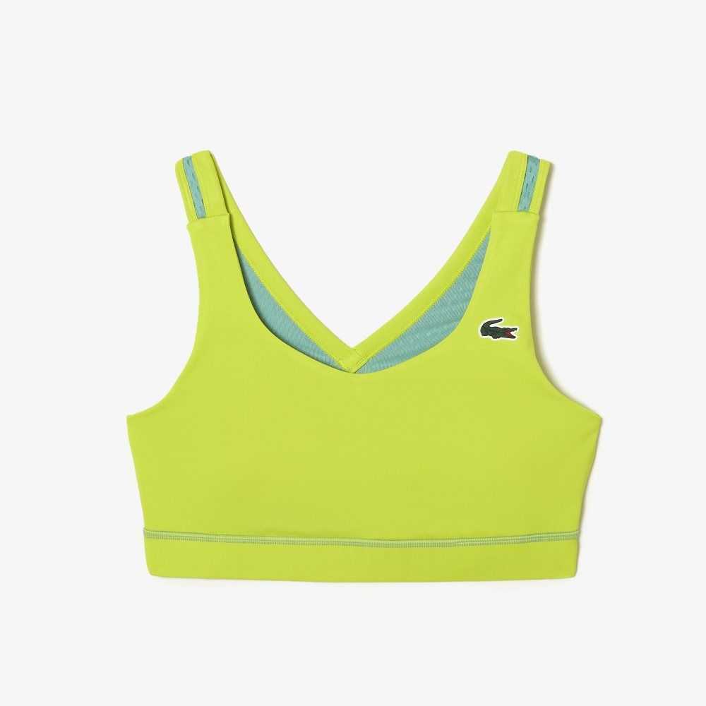 Lacoste SPORT Ultra-Dry Recycled Polyester Sports Bra Amarillo Verde | 7961-TZICO