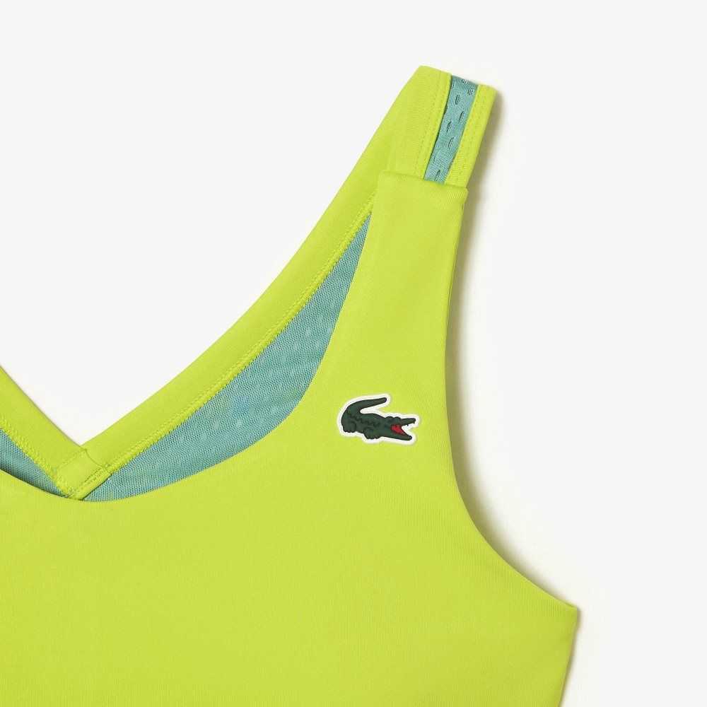 Lacoste SPORT Ultra-Dry Recycled Polyester Sports Bra Amarillo Verde | 7961-TZICO