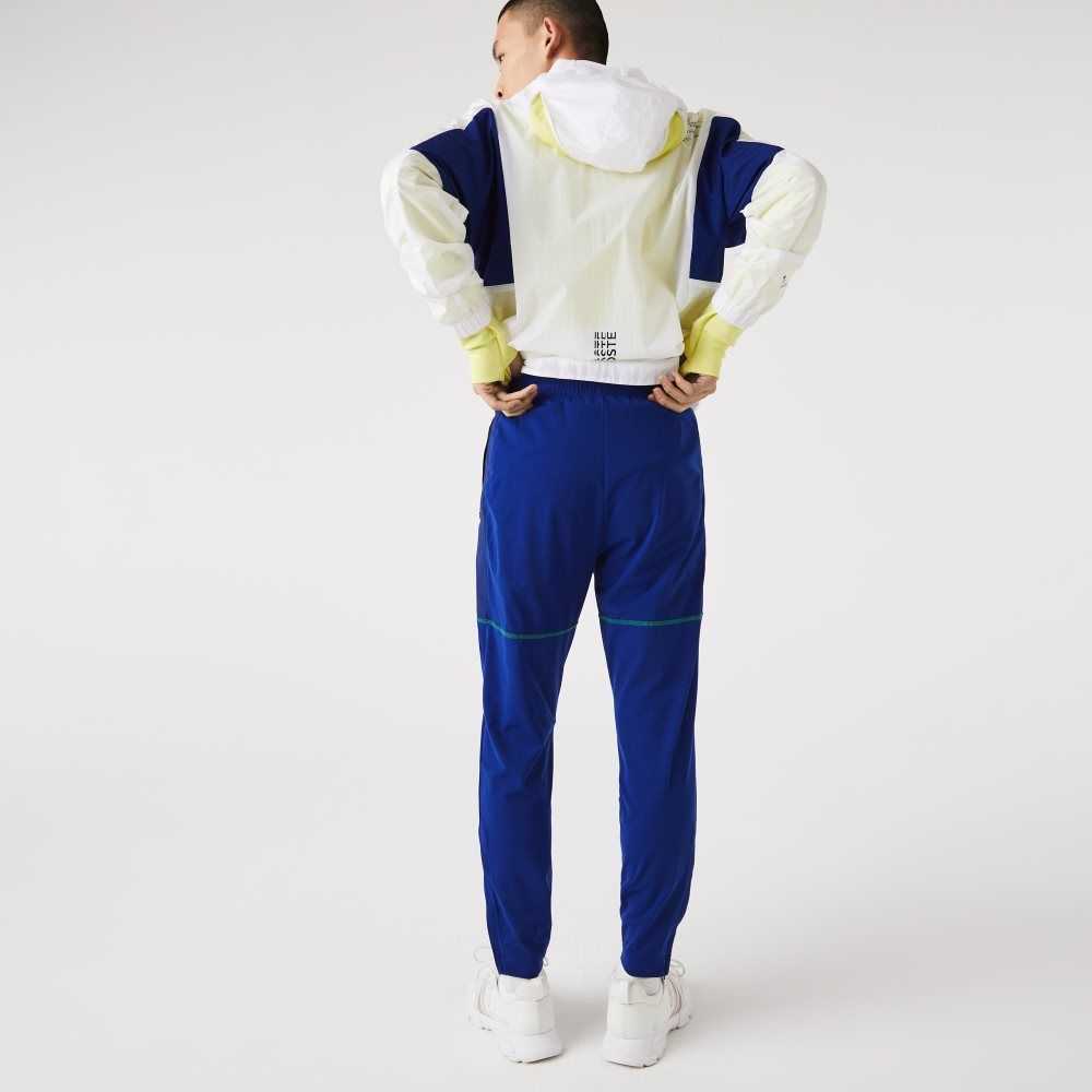 Lacoste SPORT Zip Pockets Tapered Tracksuit Azules Blancas | 7249-DSFNZ