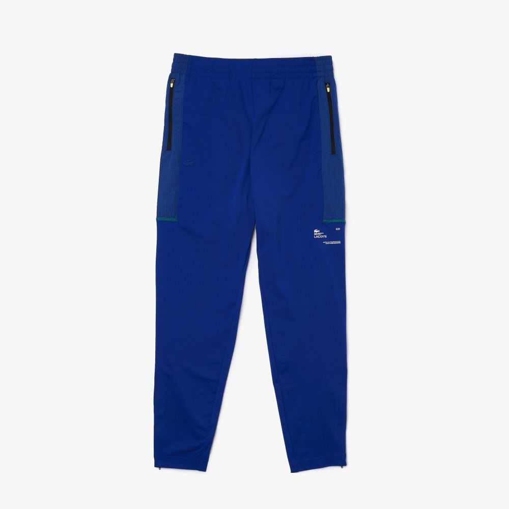 Lacoste SPORT Zip Pockets Tapered Tracksuit Azules Blancas | 7249-DSFNZ