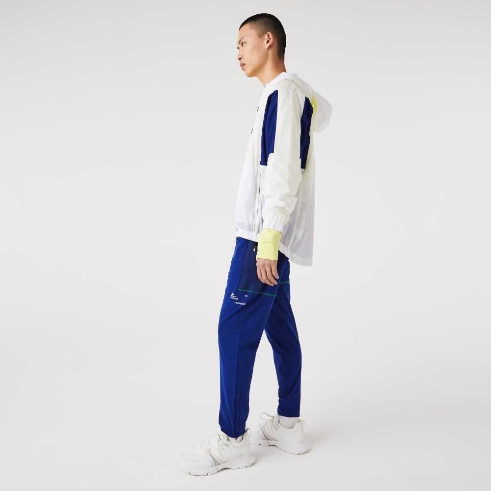 Lacoste SPORT Zip Pockets Tapered Tracksuit Azules Blancas | 7249-DSFNZ