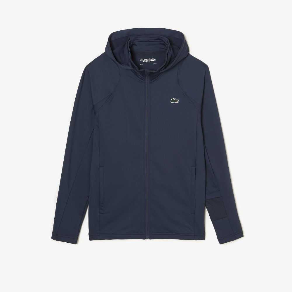 Lacoste SPORT Zipped High-Neck Encapuchado Azules | 5894-WIDEO