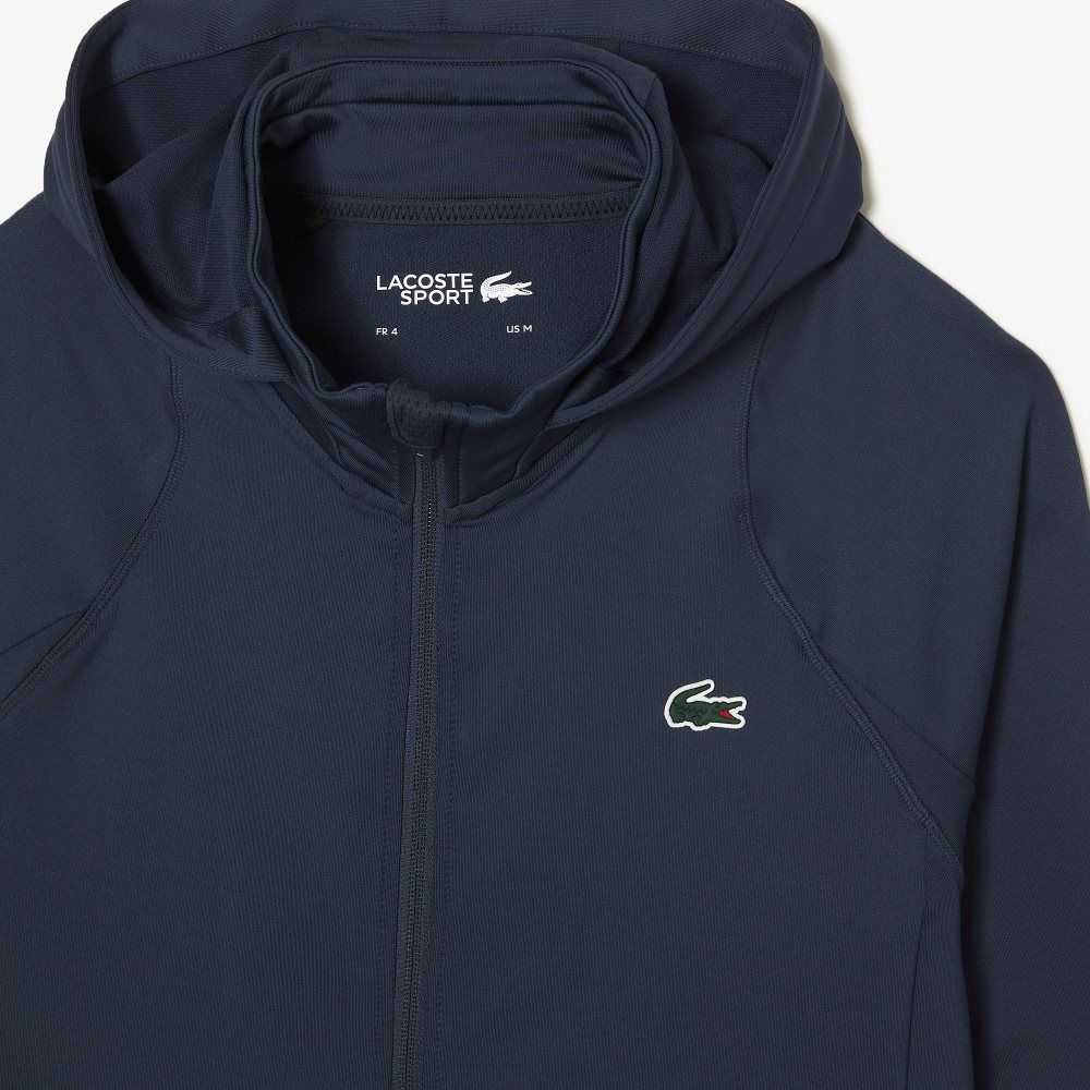 Lacoste SPORT Zipped High-Neck Encapuchado Azules | 5894-WIDEO