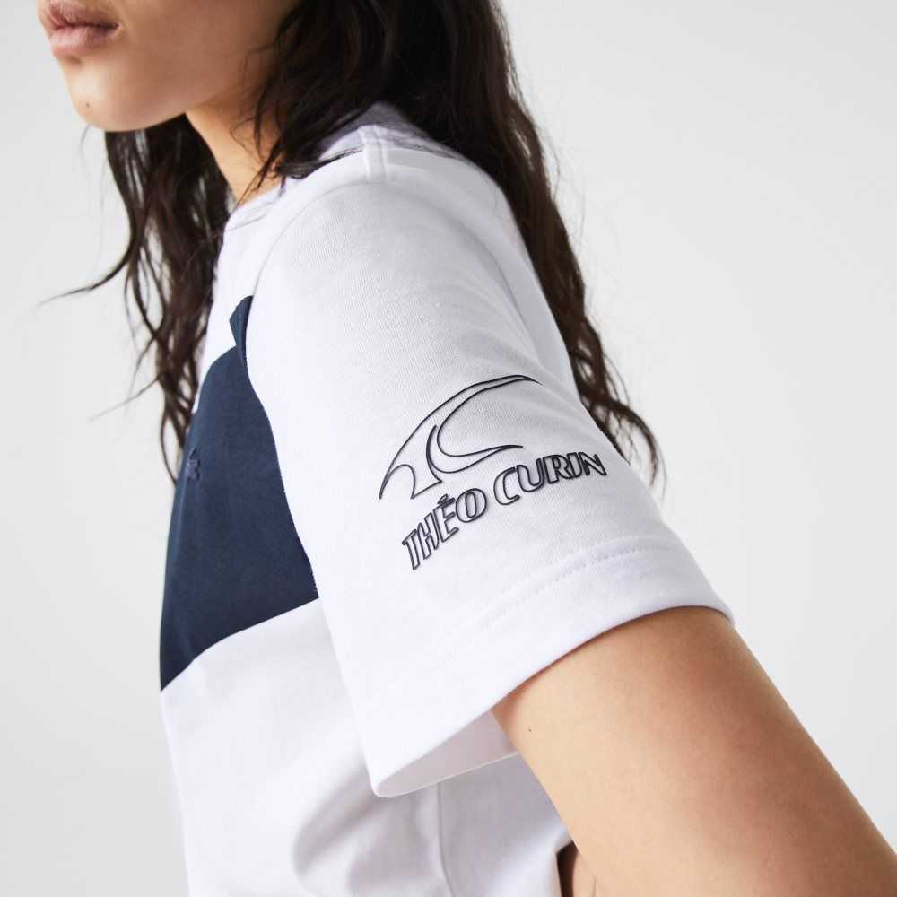 Lacoste SPORT x Theo Curin Estampadas Jersey Blancas Azul Marino Azules | 8416-YRPJI