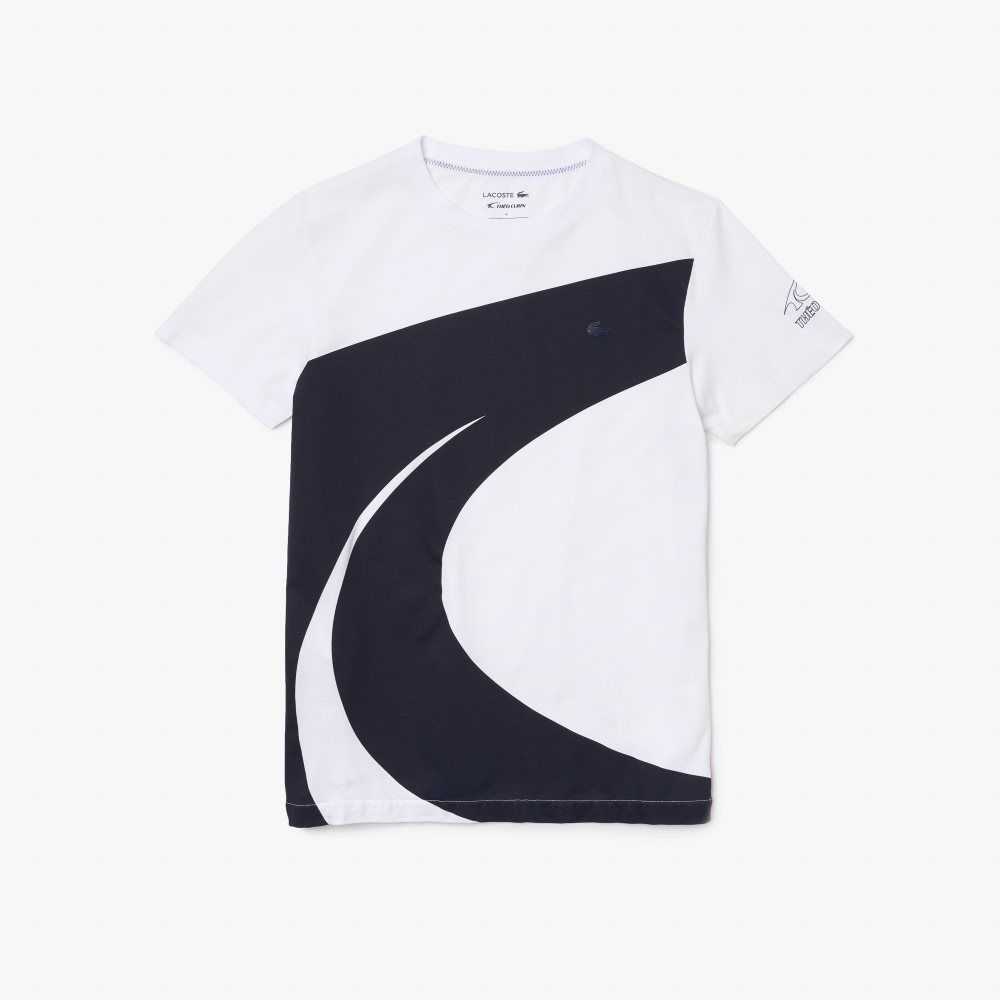 Lacoste SPORT x Theo Curin Estampadas Jersey Blancas Azul Marino Azules | 8416-YRPJI